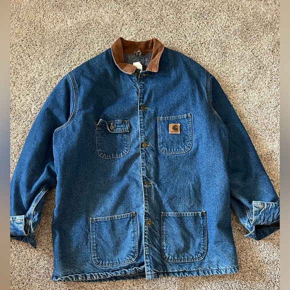 Vintage 1990s Carhartt Blanket Lined Denim Jacket - Picture 1 of 13